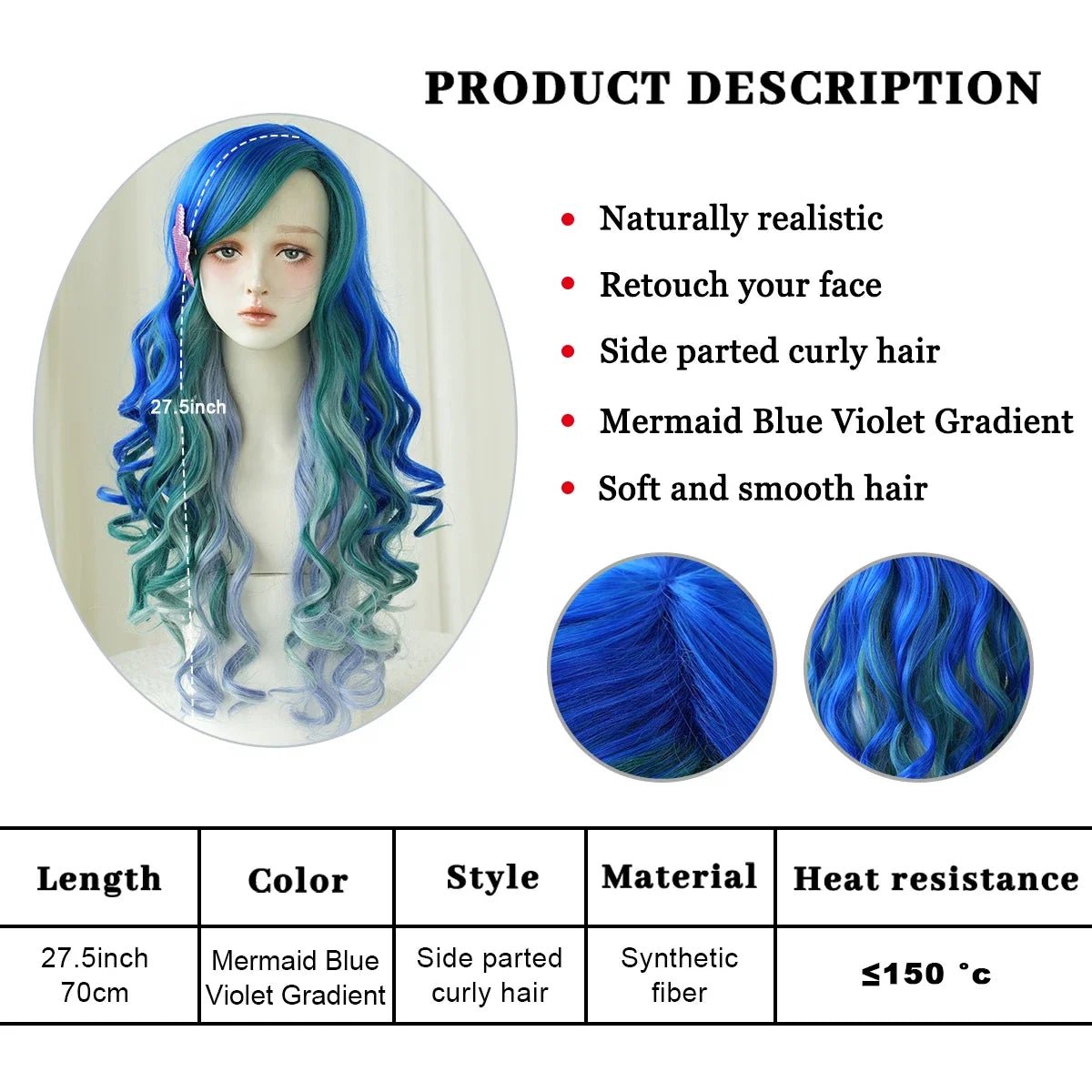 Mermaid Gradient Wavy Wig - HairNjoy