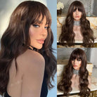 Modern Brown Body Wave With Bangs Wigs - HairNjoy