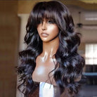 Natural Black Human Hair Wig With Bangs - HairNjoy