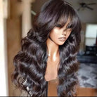 Natural Black Human Hair Wig With Bangs - HairNjoy