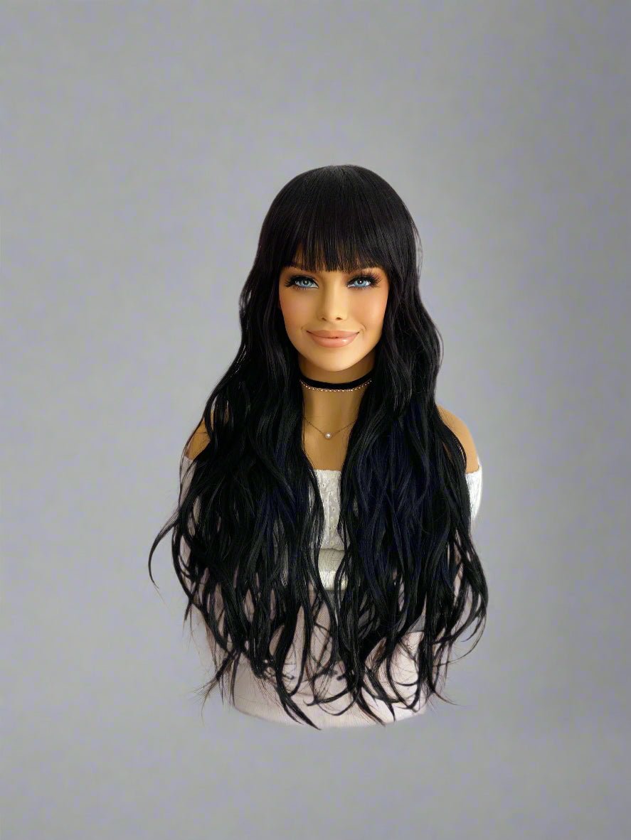 Natural Black Long Wavy Wig - HairNjoy