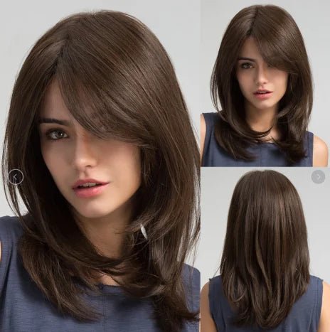 Natural Black Straight Soft Wig with Bangs - HairNjoy