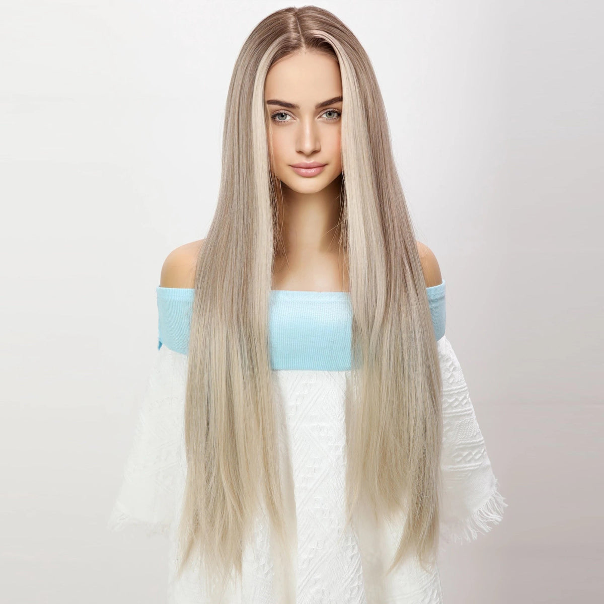 Natural Silver Gray Straight Wig - HairNjoy