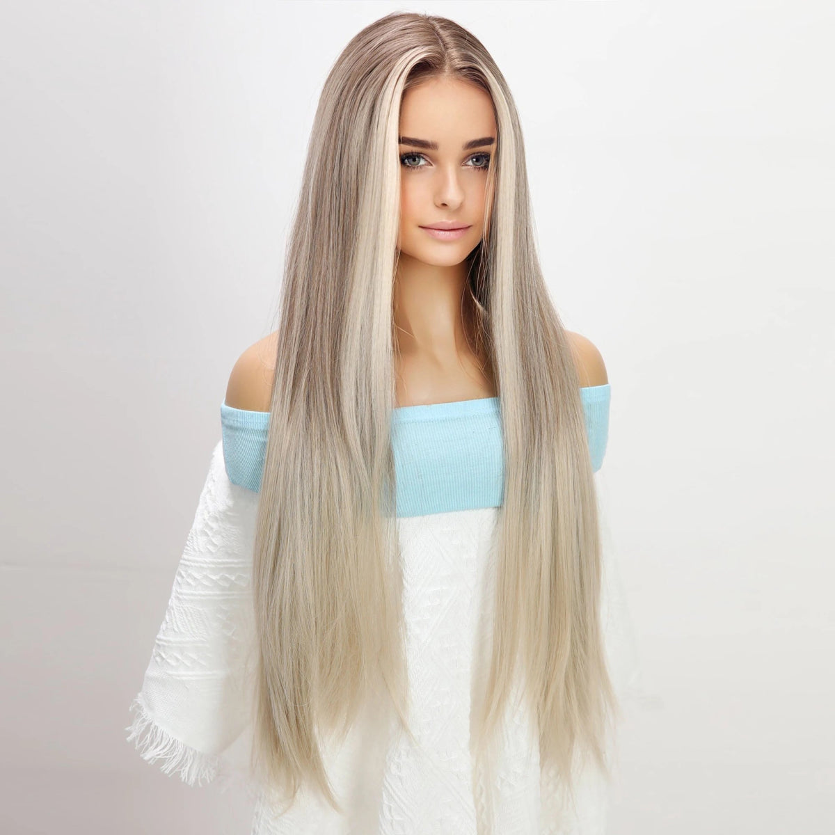 Natural Silver Gray Straight Wig - HairNjoy