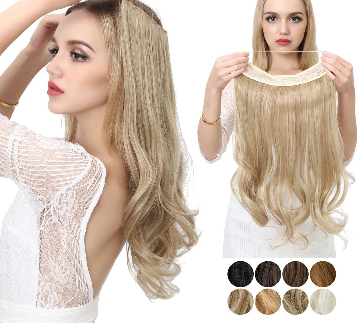 No Clip Fish Line One Piece Wavy Hair Extension - HairNjoy