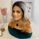 Ombre Black Grey Gold Lace Front Wig - HairNjoy