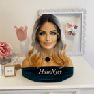 Ombre Black Grey Gold Lace Front Wig - HairNjoy