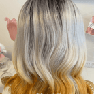 Ombre Black Grey Gold Lace Front Wig - HairNjoy