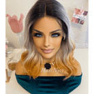 Ombre Black Grey Gold Lace Front Wig - HairNjoy
