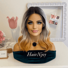 Ombre Black Grey Gold Lace Front Wig - HairNjoy