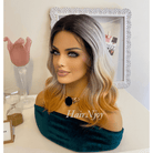 Ombre Black Grey Gold Lace Front Wig - HairNjoy