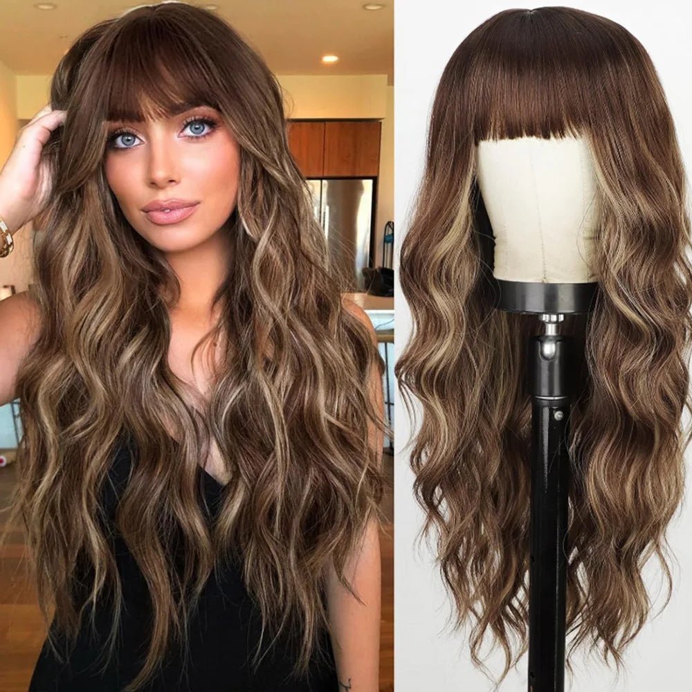 Ombre Blonde Curly Wig with Bangs - HairNjoy