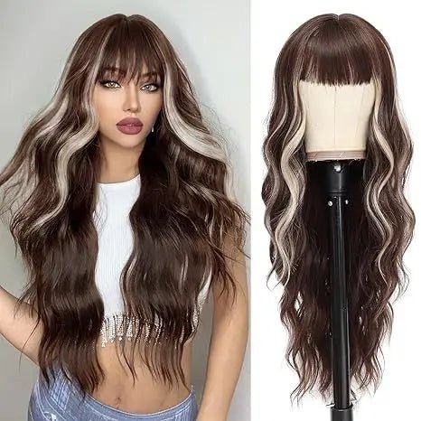 Ombre Blonde Curly Wig with Bangs - HairNjoy