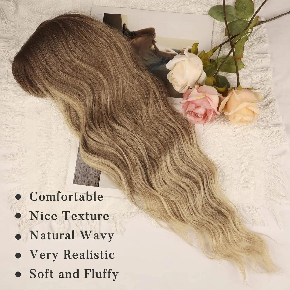 Ombre Blonde Curly Wig with Bangs - HairNjoy