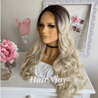 Ombre Blonde Wavy Deep Part Lace Front Wig - HairNjoy