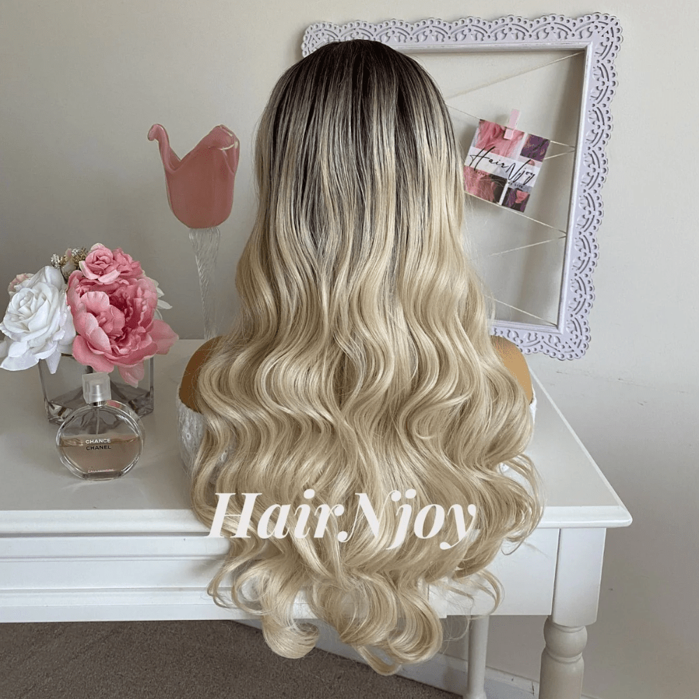 Ombre Blonde Wavy Deep Part Lace Front Wig - HairNjoy
