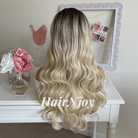 Ombre Blonde Wavy Deep Part Lace Front Wig - HairNjoy