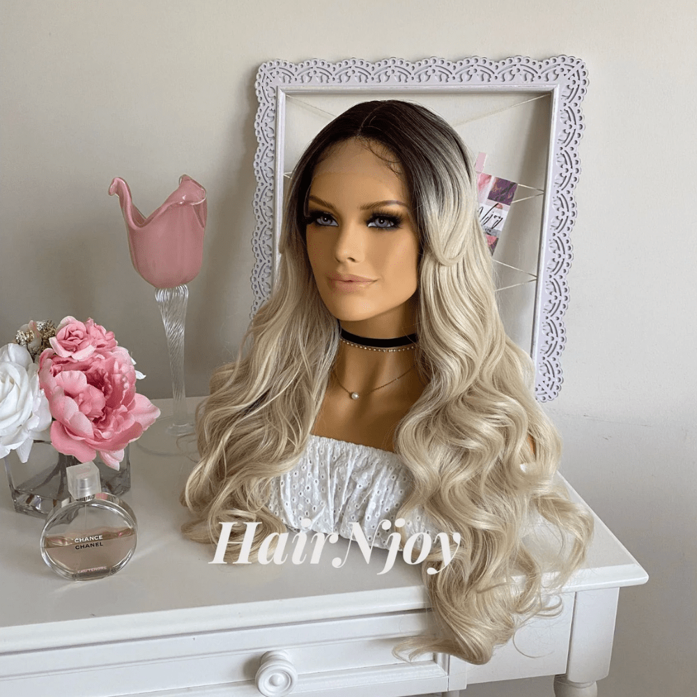 Ombre Blonde Wavy Deep Part Lace Front Wig - HairNjoy