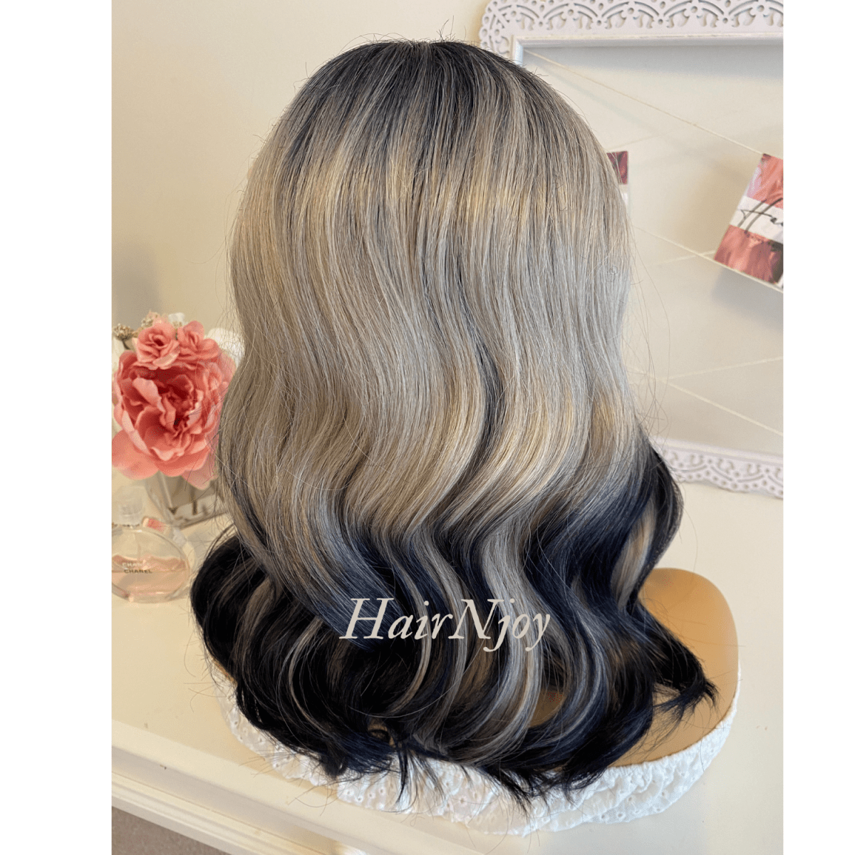 Ombre Grey Black Lace Front Wig - HairNjoy