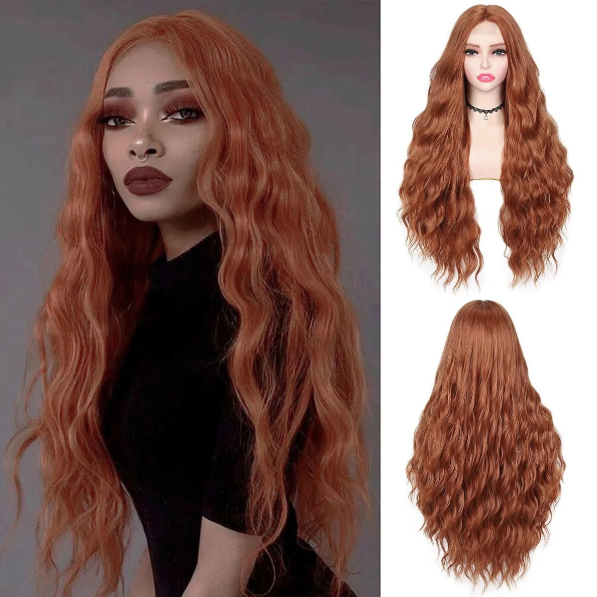 Orange Wavy Synthetic Wig Styles - HairNjoy