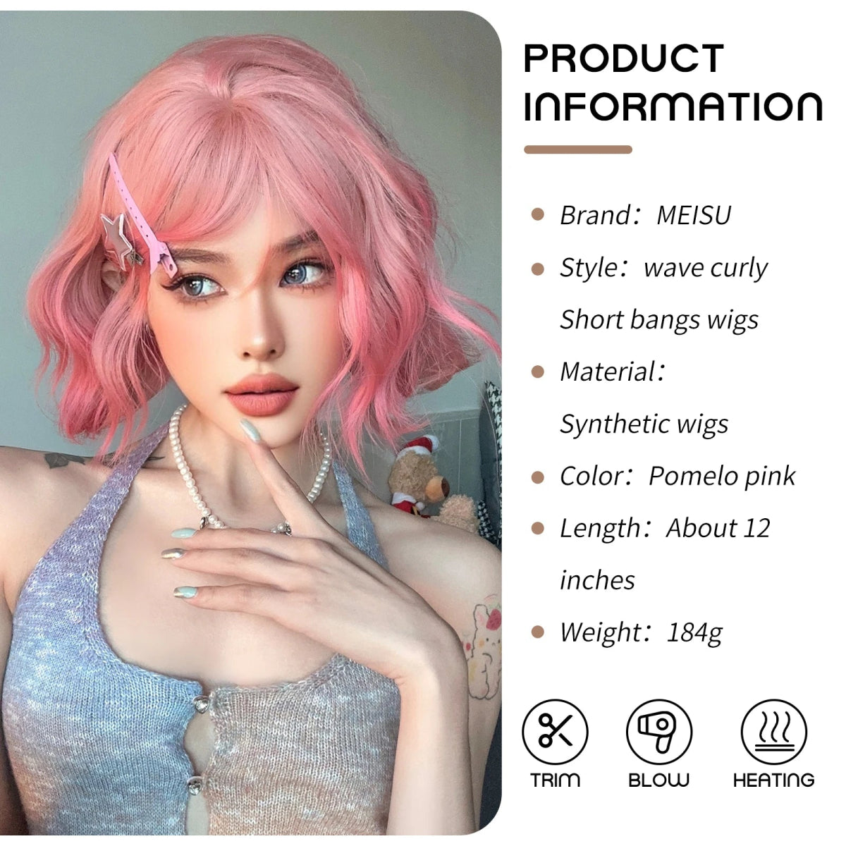 Pink Short Wavy Wig - HairNjoy