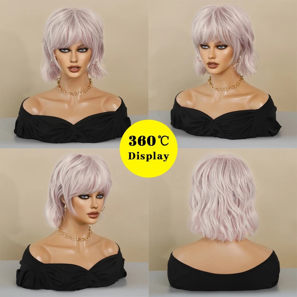 Pink Silver Bob Wig - HairNjoy