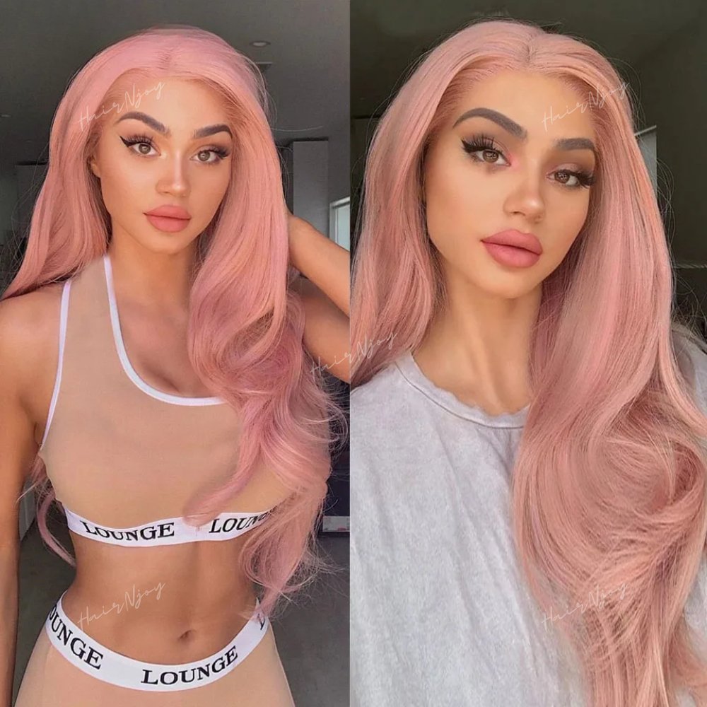 Pink Straight Human Hair Wig - HairNjoy