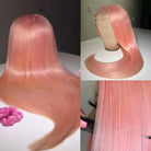 Pink Straight Human Hair Wig - HairNjoy