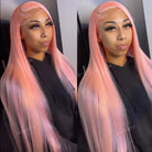 Pink Straight Human Hair Wig - HairNjoy