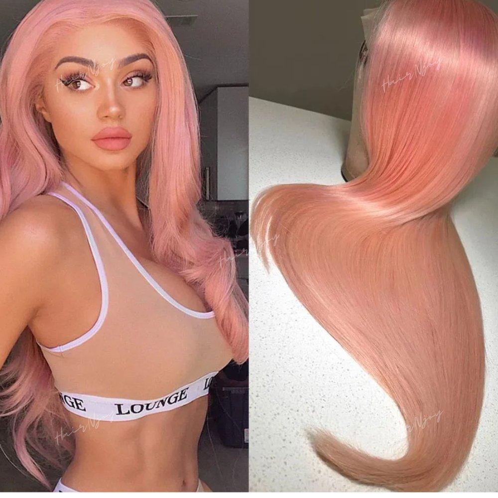 Pink Straight Human Hair Wig - HairNjoy