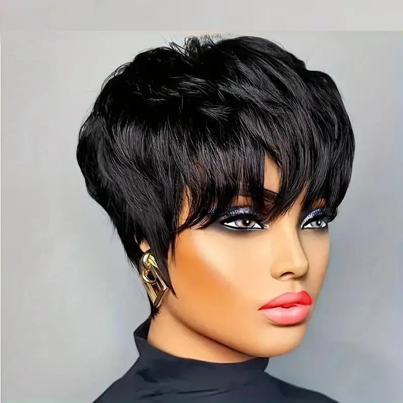 Pixie Cut Human Hair Wig with Bangs - HairNjoy