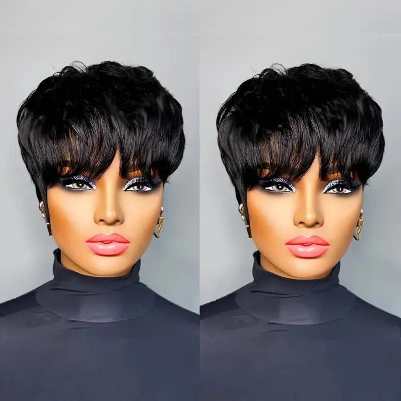 Pixie Cut Human Hair Wig with Bangs - HairNjoy