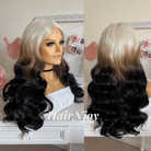 Platinum Blonde & Black Body Ombre Wig - HairNjoy