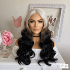 Platinum Blonde & Black Body Ombre Wig - HairNjoy