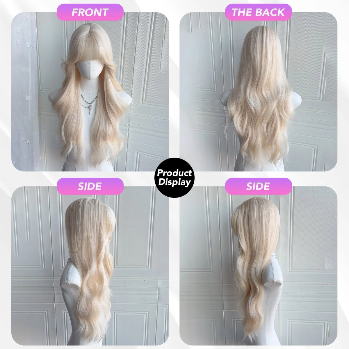 Platinum Wavy Wig with Air Bangs - HairNjoy