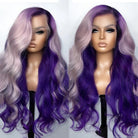 Purple Highlight Human Hair Wig - HairNjoy