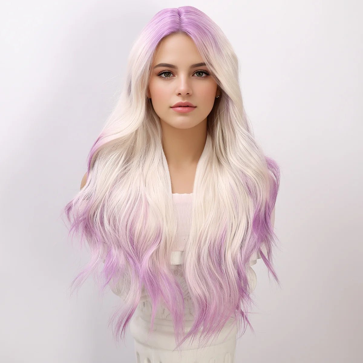 Purple Ombre Gradient Long Wavy Wig - HairNjoy