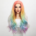 Rainbow Gradient Curly Lace Front Wig - HairNjoy