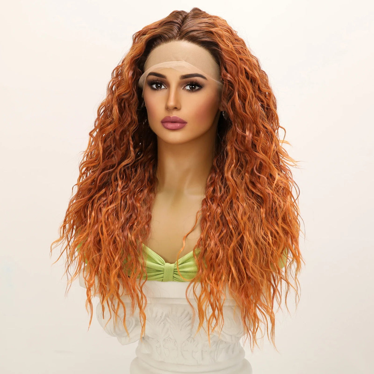 Red Orange Curly Synthetic Wig - HairNjoy