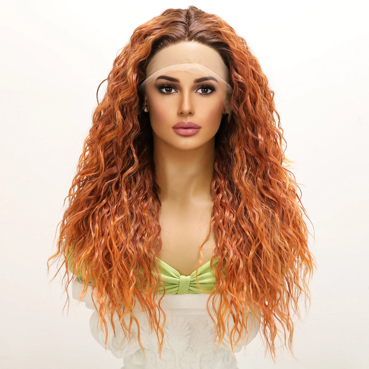 Red Orange Curly Synthetic Wig - HairNjoy