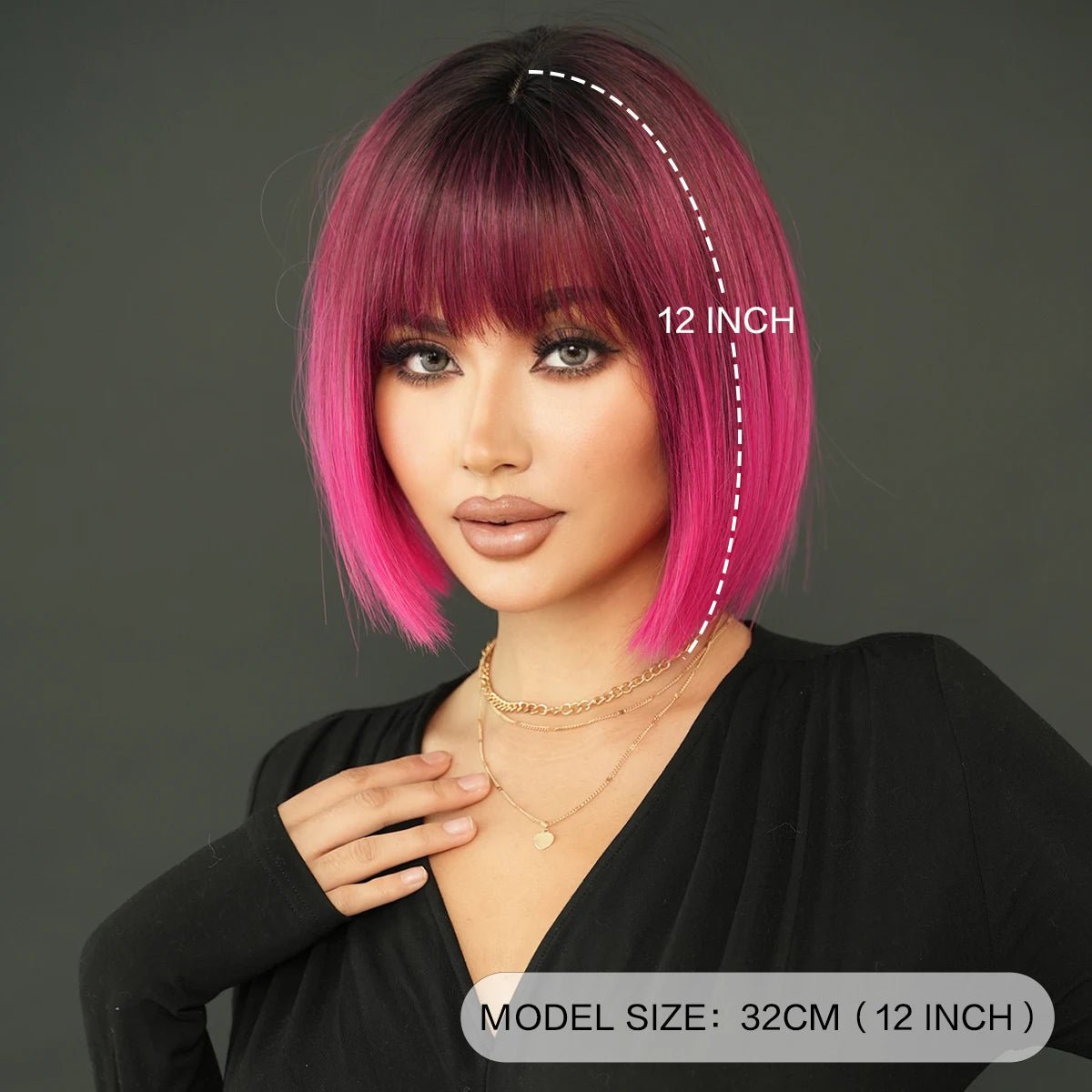 Rose Pink Short Synthetic Wig - HairNjoy