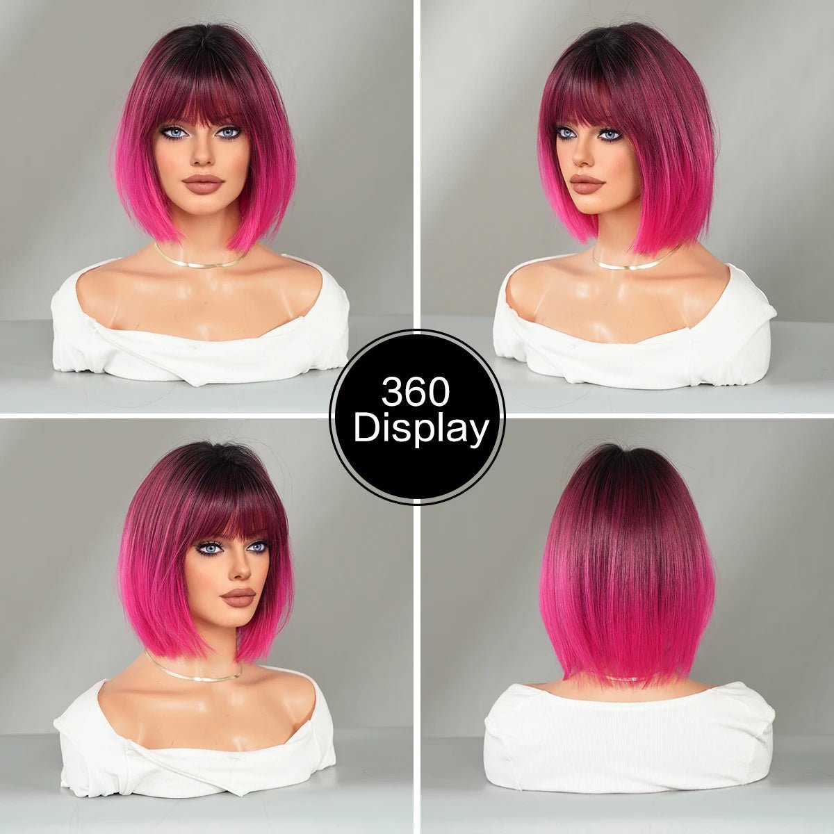 Rose Pink Short Synthetic Wig - HairNjoy