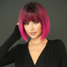 Rose Pink Short Synthetic Wig - HairNjoy