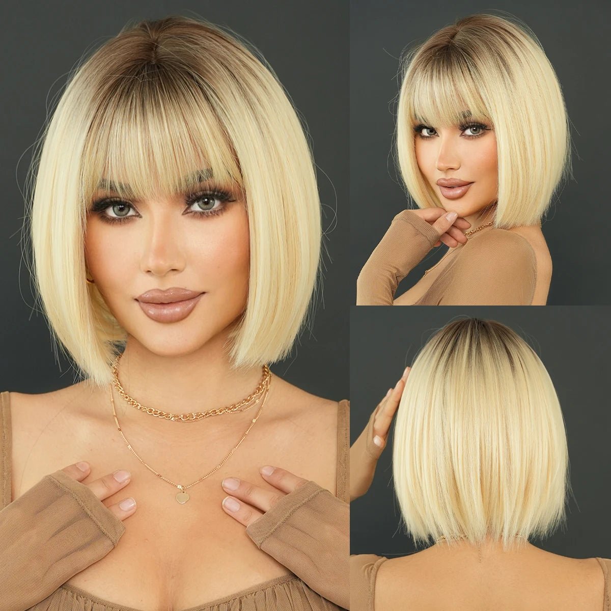 Rose Pink Short Synthetic Wig - HairNjoy