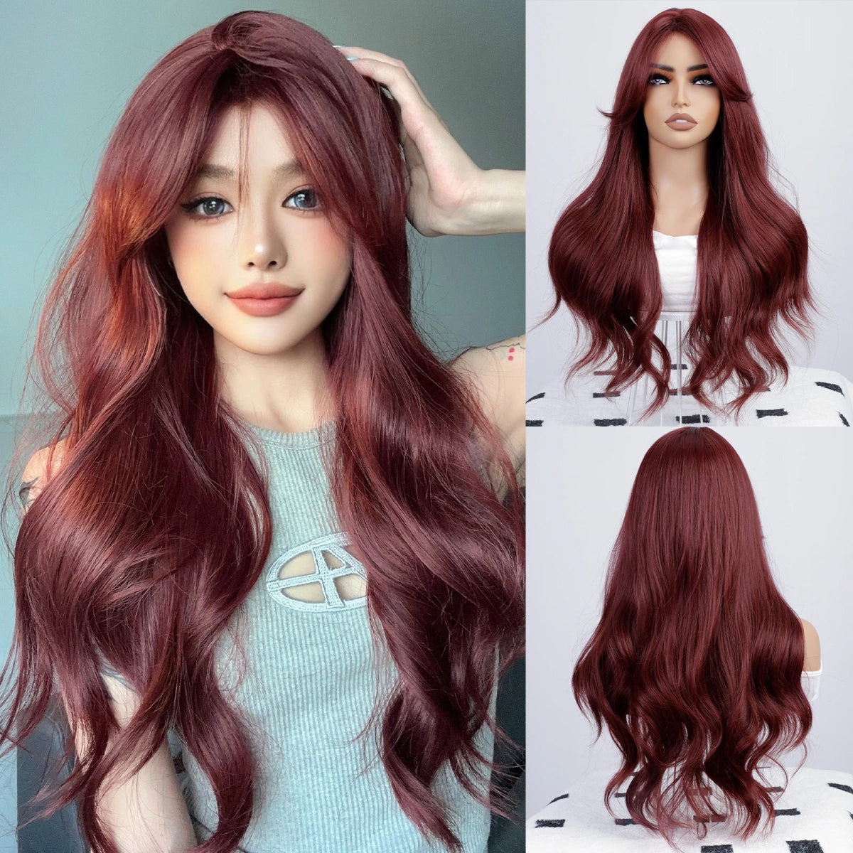 Rose Red Wavy Party Wig - HairNjoy