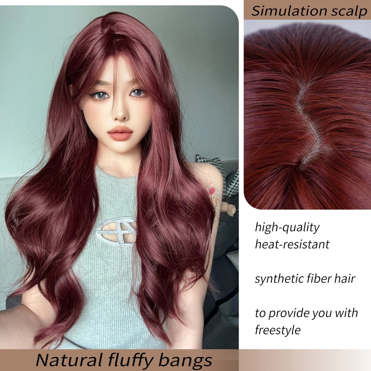 Rose Red Wavy Party Wig - HairNjoy