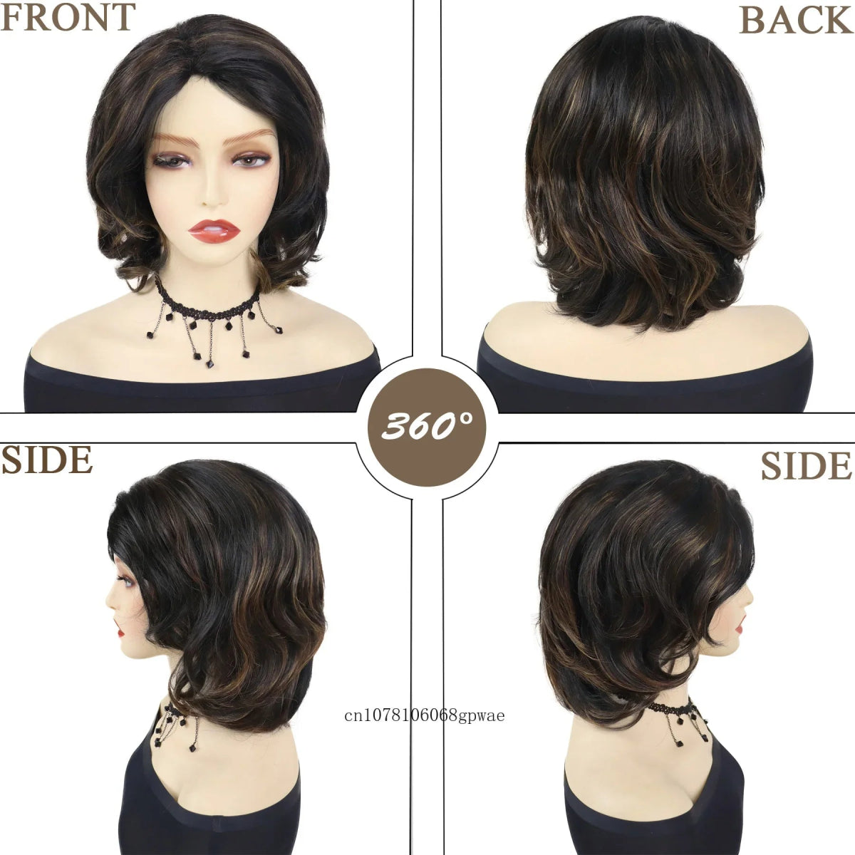 Short Wavy Wig with Bangs - HairNjoy