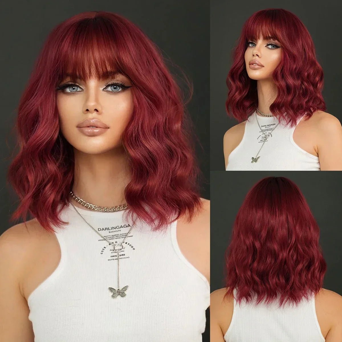 Shoulder - Length Wavy Ash Wig with Bangs - HairNjoy