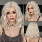 Shoulder - Length Wavy Ash Wig with Bangs - HairNjoy