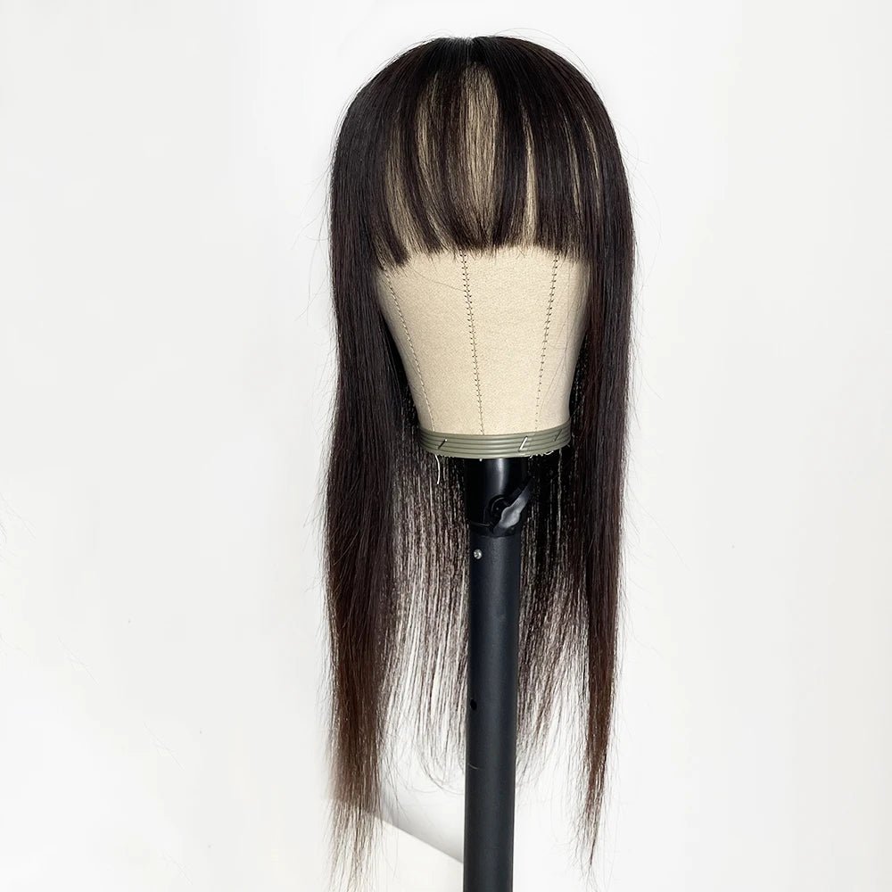 Silk Base Human Hair Topper with Bangs - HairNjoy